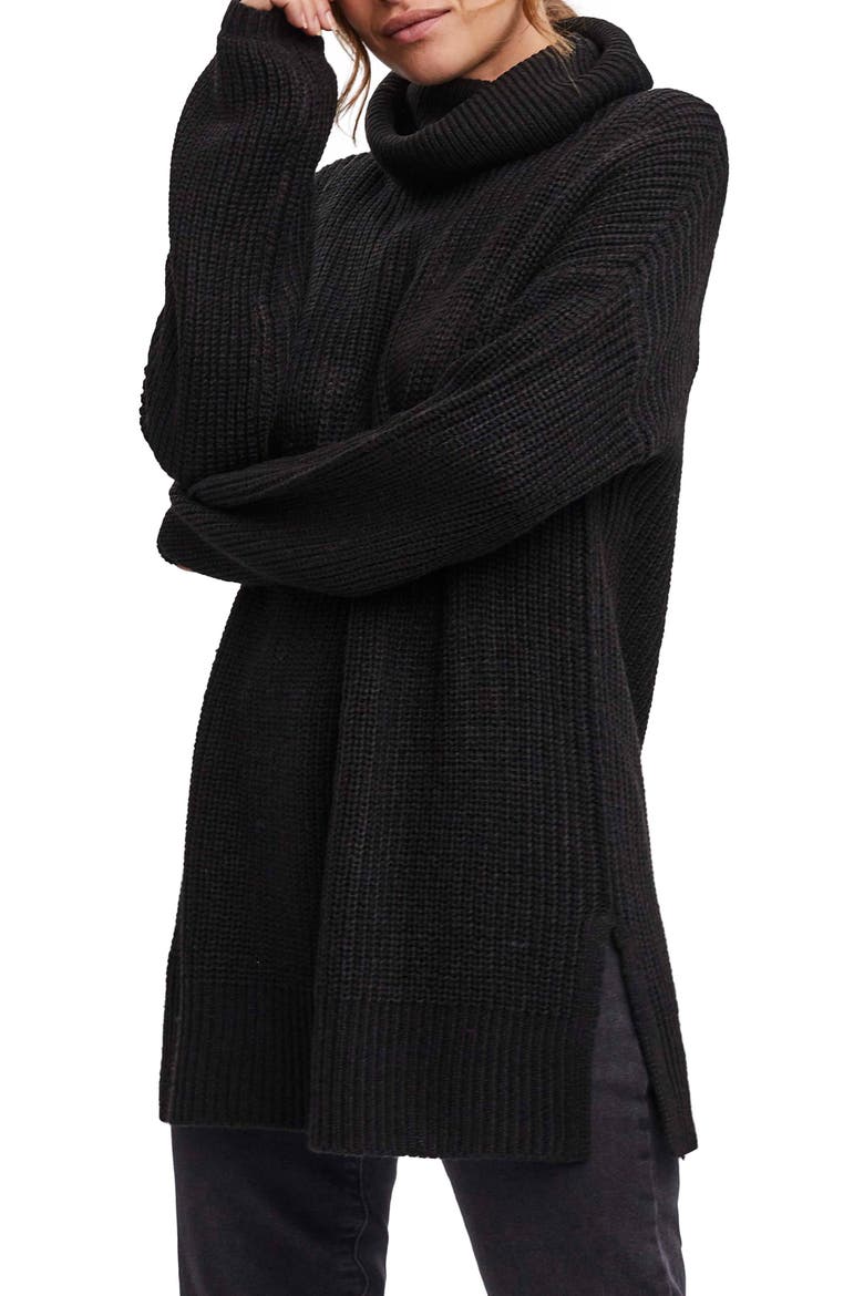 Sayla Cowl Neck Tunic Top, Alternate, color, BLACK