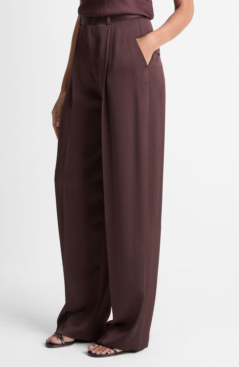 Vince Wide Leg Pleated Pants, Alternate, color, Dark Fig