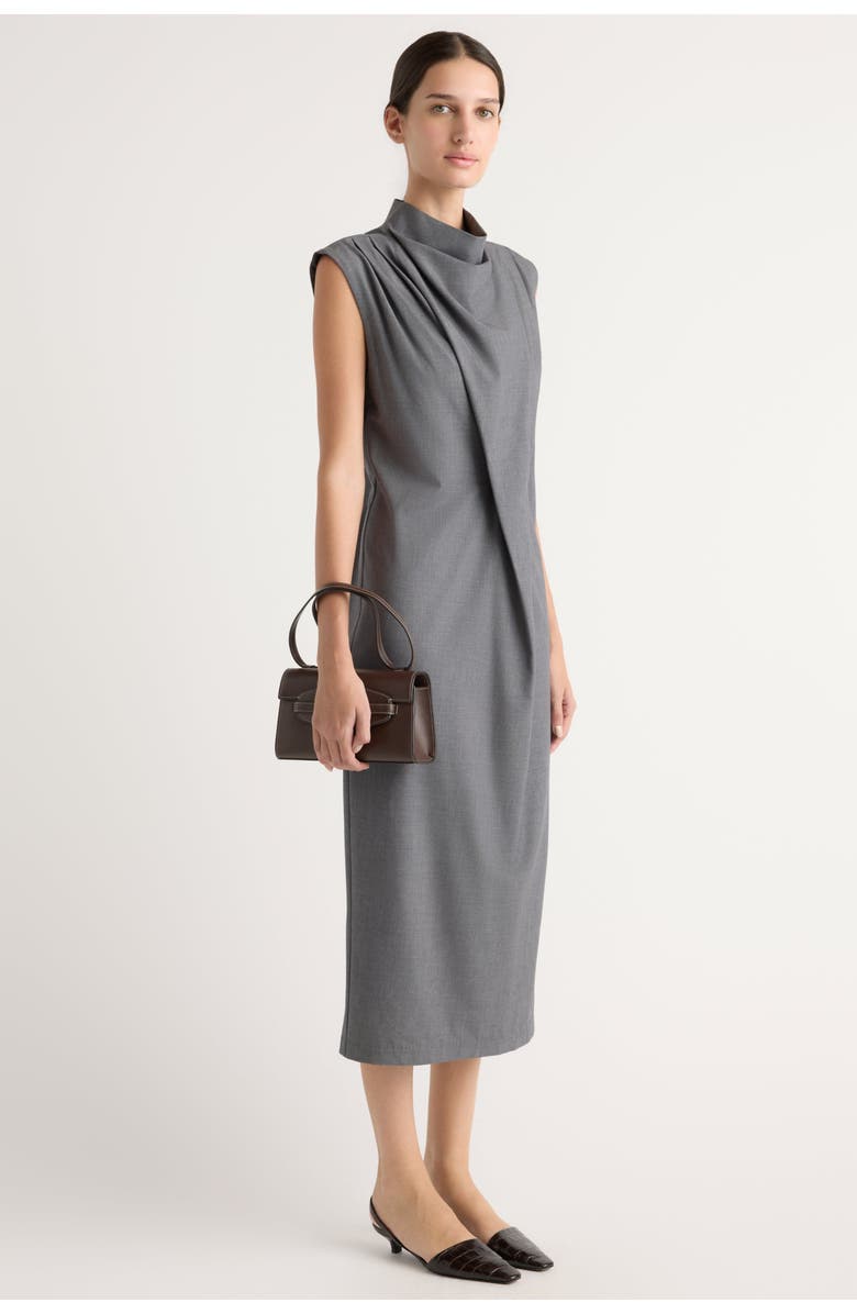 Modern Citizen Amara Gathered-Neck Drape Dress, Main, color, Grey
