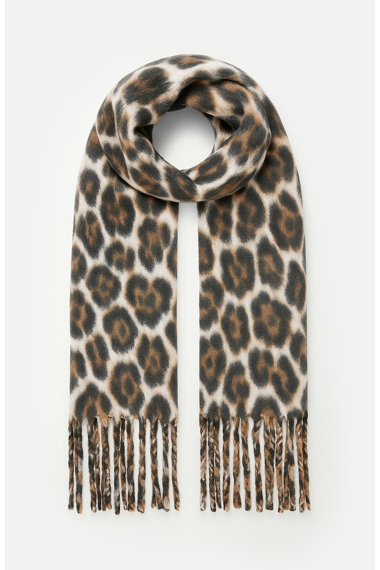 Leopard Print Super Soft Scarf, Alternate, color, Brown
