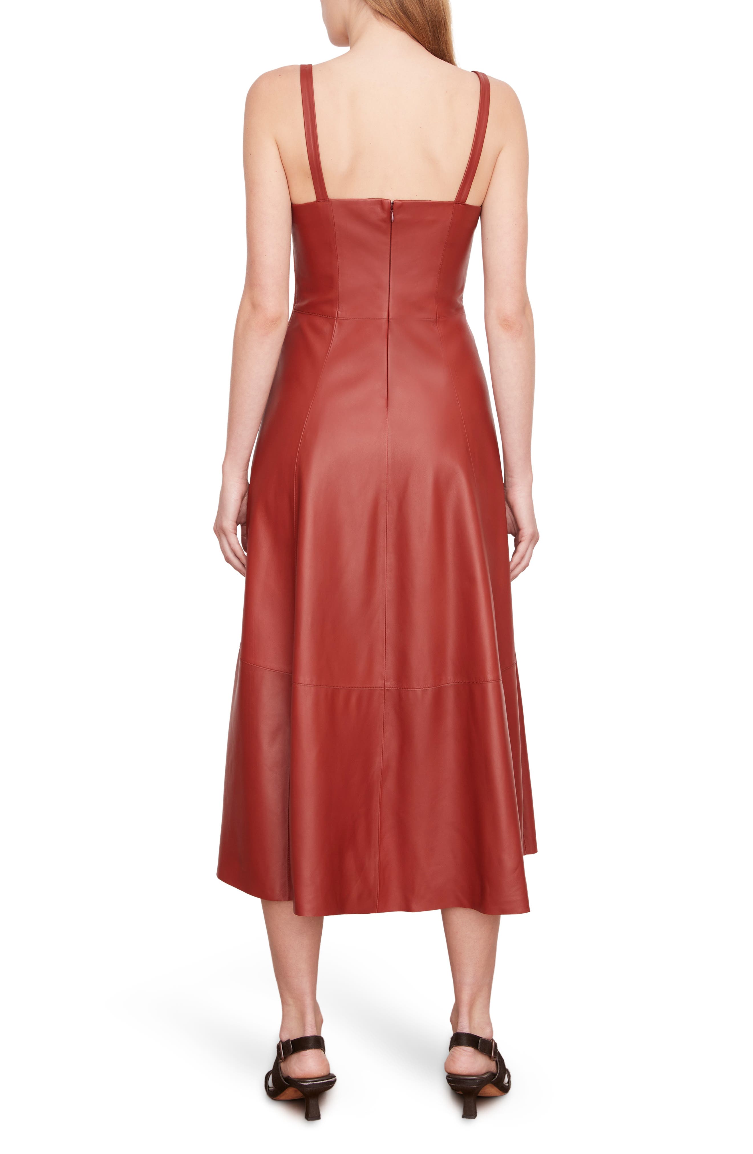 Square Neck Leather A-Line Dress - image 2