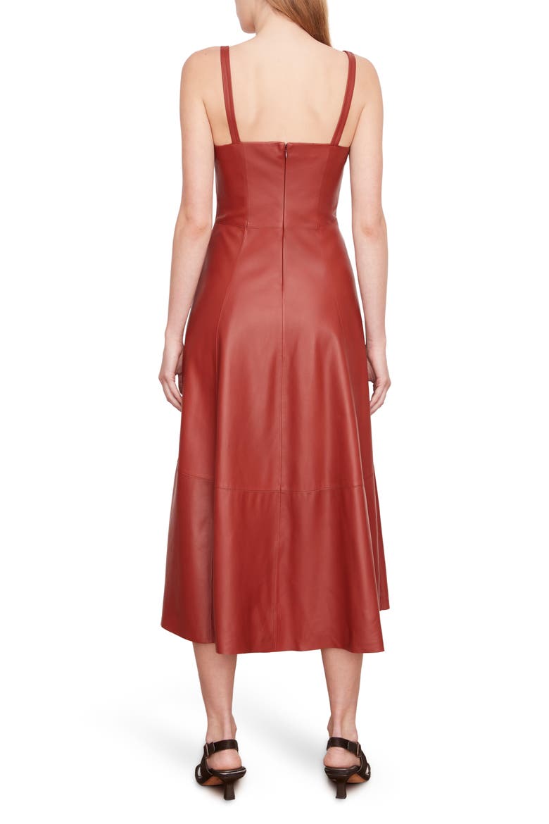 Square Neck Leather A-Line Dress, Alternate, color, RED DAHLIA