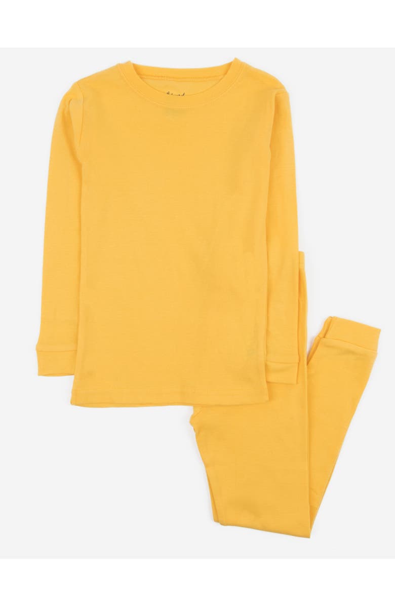 Leveret Kids Two-Piece Solid Cotton Matching Family Pajamas, Main, color, Yellow