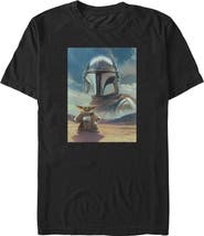 Star Wars: The Mandalorian and Grogu Mens Star Wars The Mandalorian and Grogu Din Djarin and The Child Desert Poster T Shirt