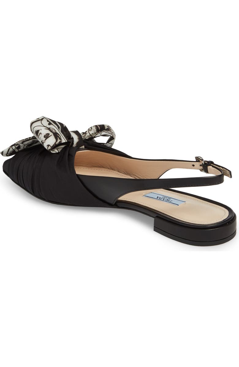 Prada Bow Pointy Toe Bow Flat, Alternate, color,