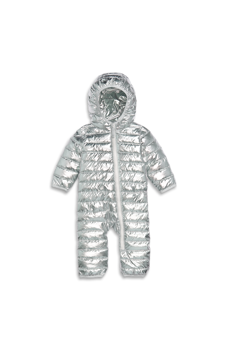 Primary Baby Lightweight Puffer Suit In Silver, Main, color, 