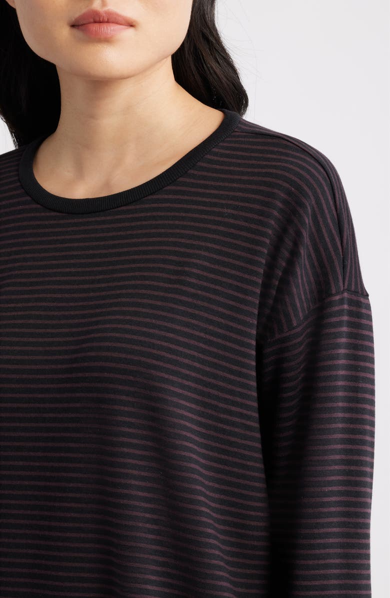 Eileen Fisher Stripe Long Sleeve Top, Alternate, color, Cassis