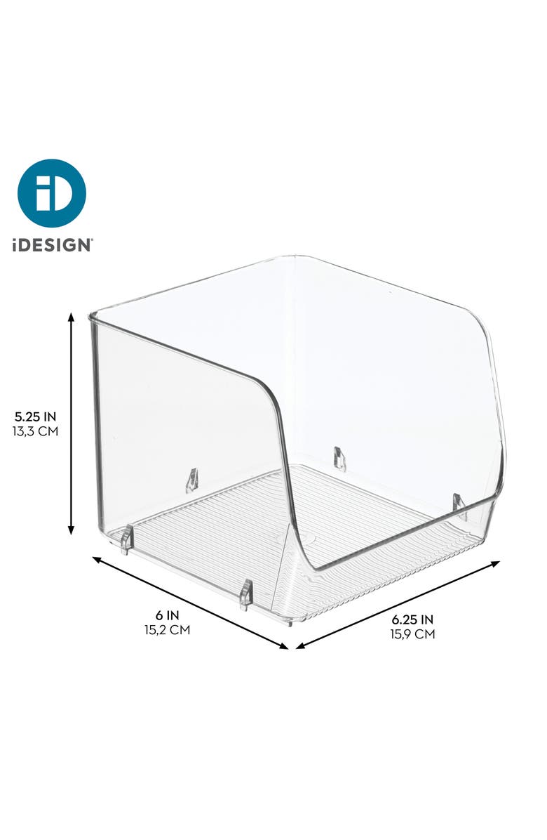 iDesign Stackable Open-Front Storage Bin, Set of 3, Clear, Made in USA, Alternate, color, Clear