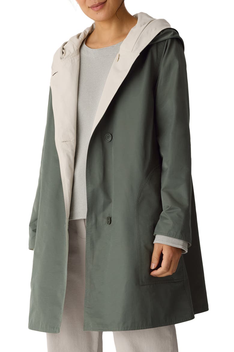 Hooded Reversible Coat, Main, color, BAY LEAF