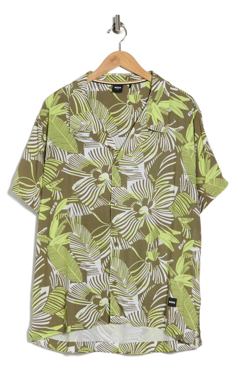 BOSS Beach Camp Shirt, Alternate, color, Medium Green