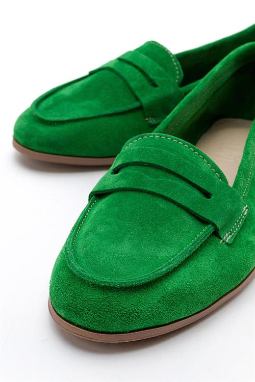 Forever & Always Shoes Dorothy Leather Loafer In Green Suede Leather