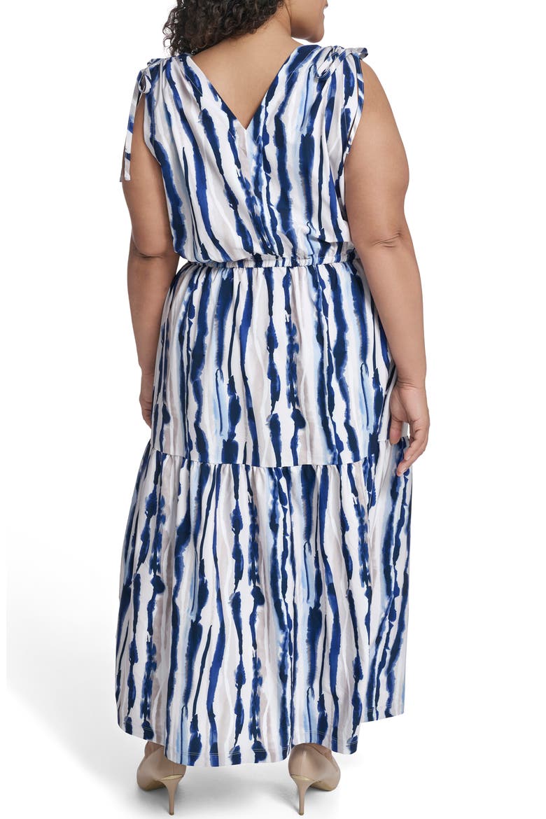 Sleeveless Drawstring Waist Maxi Dress, Alternate, color, INDIGO MULTI