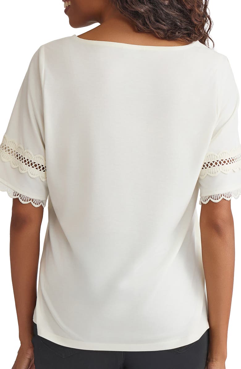 Jones New York Lace Cutout Trim Top, Alternate, color, Jones White