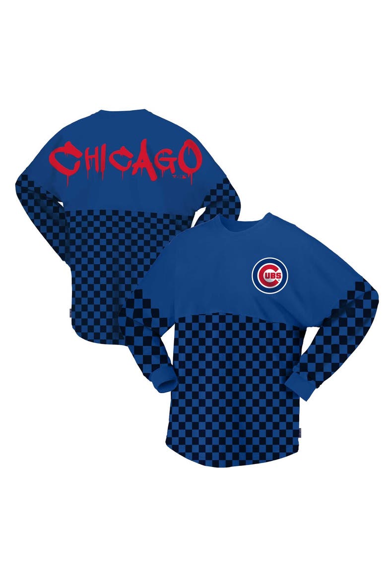 Women's Fanatics Branded Royal Chicago Cubs Checker Print Long Sleeve T-Shirt, Alternate, color, Royal