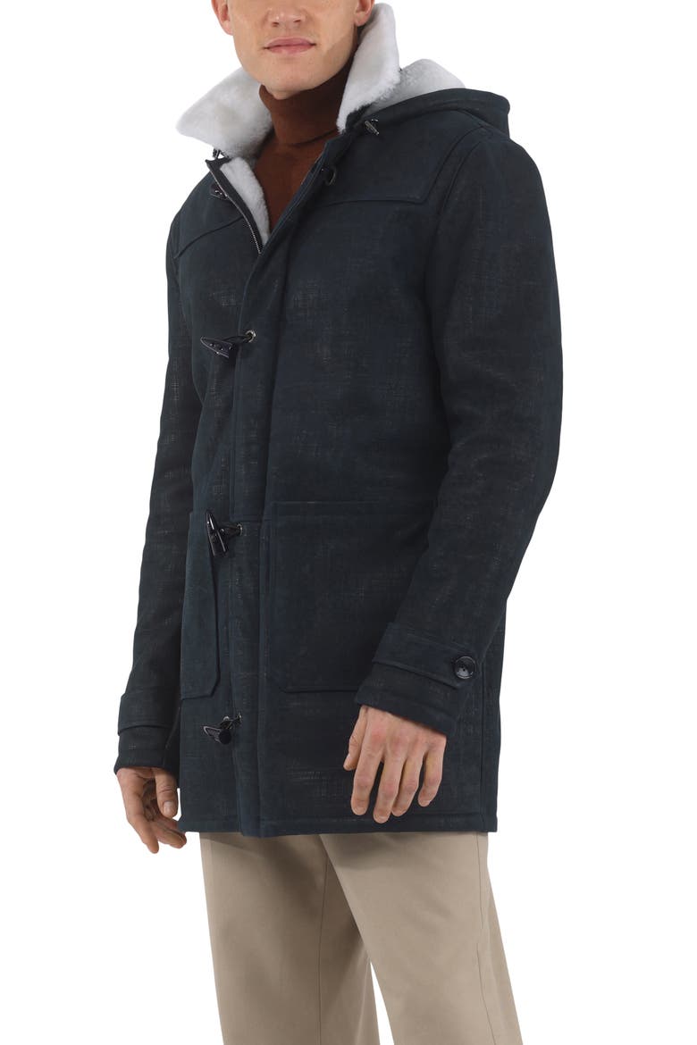 Men's Genuine Shearling Parka, Alternate, color, Navy Pattern/White