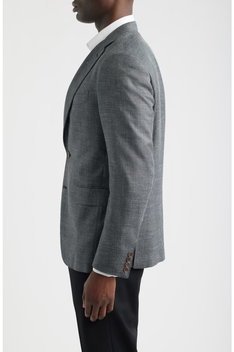 Grey Slub Wool & Silk Blend Sport Coat, Alternate, color, GREY