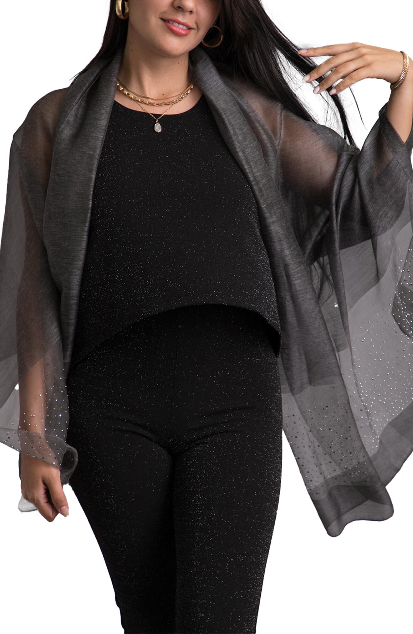 SAACHI Crystal Embellished Silk & Wool Scarf