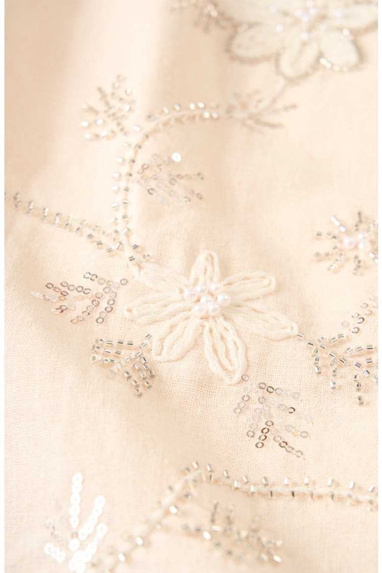 Parker Beaded Floral Embroidered Sleeveless Linen Blend Dress, Alternate, color, NEW IVORY