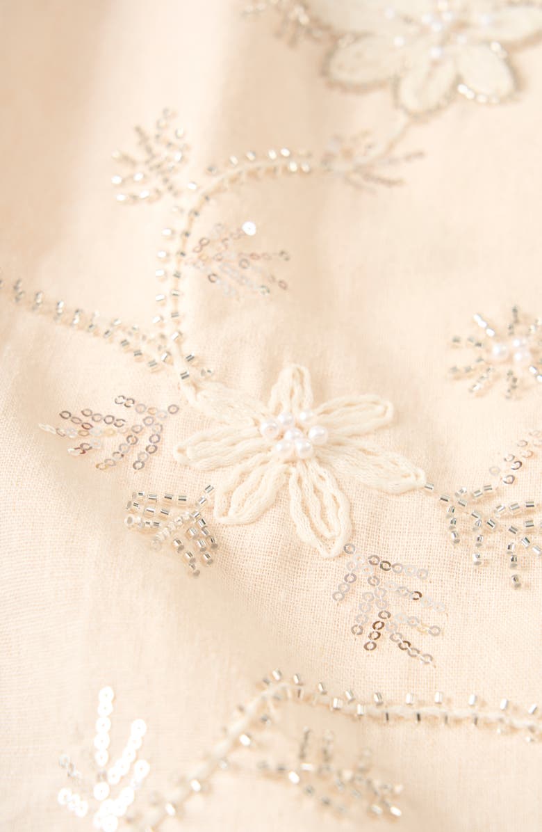 Ted Baker Parker Beaded Floral Embroidered Sleeveless Linen Blend Dress, Alternate, color, New Ivory