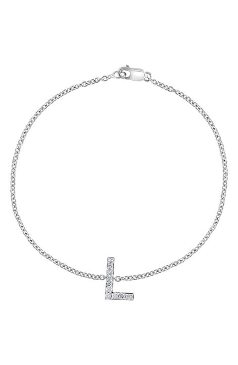 Sterling Silver Diamond Initial Bracelet - 0.15 ctw