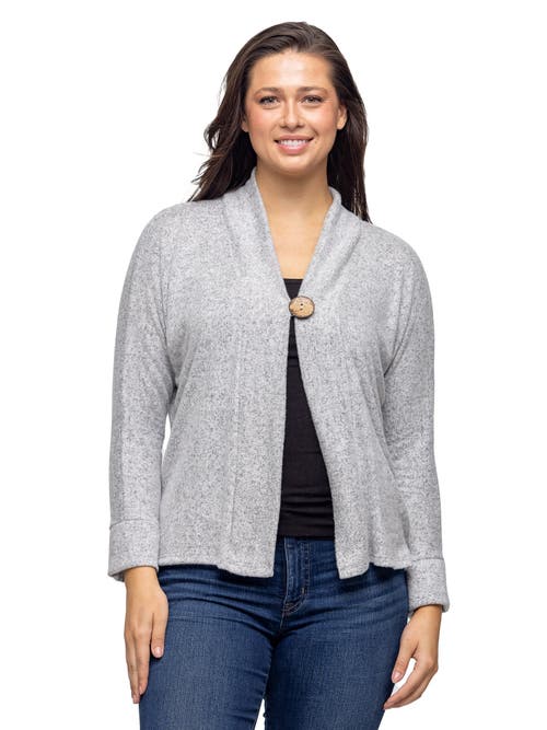 24seven Comfort Apparel Single Button Front Long Sleeve Womens Cardigan In Gray