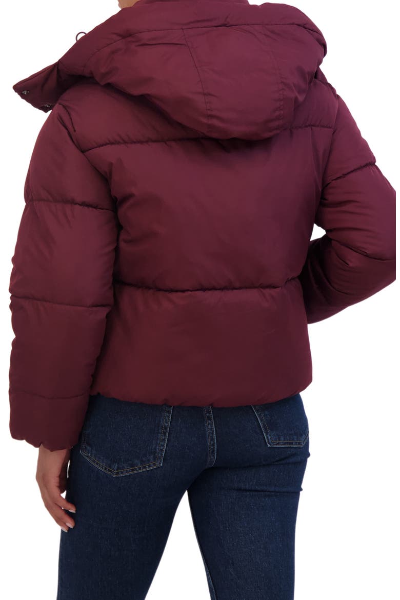 Short Hooded Puffer Jacket, Alternate, color, BURGUNDY