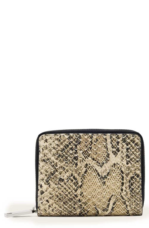 Allsaints Lena Hex Leather Zip Wallet In Gray