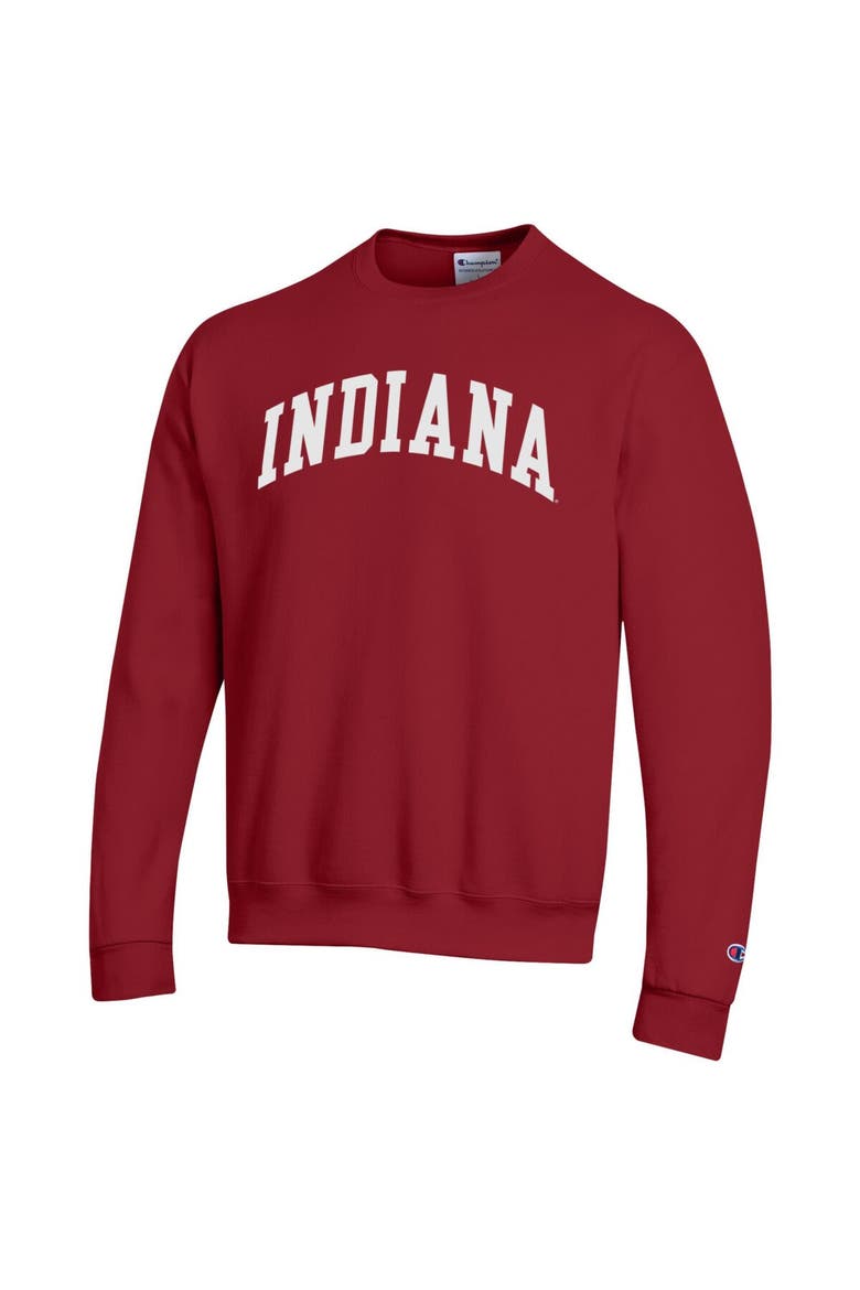 Men's Champion  Crimson Indiana Hoosiers Basic Arch Fleece Pullover Sweatshirt, Alternate, color, Crimson