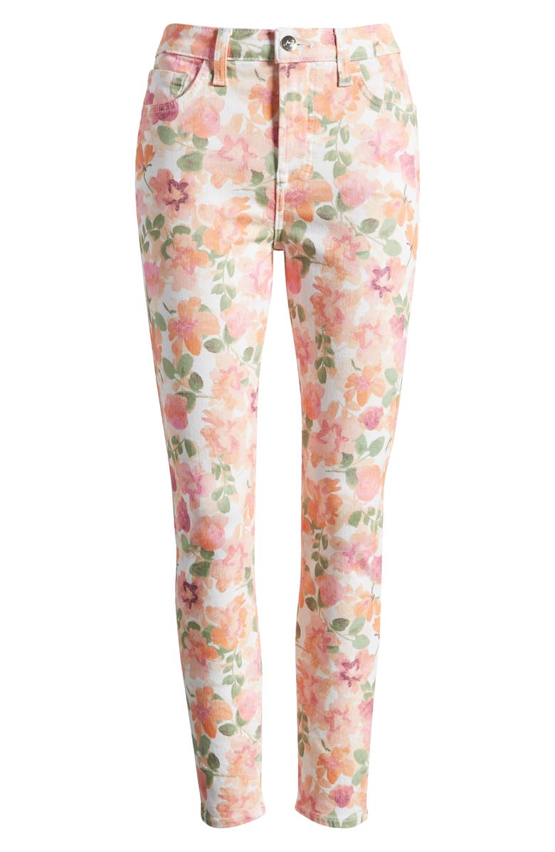 JEN7 by 7 For All Mankind Floral Print Mid Rise Ankle Skinny Jeans, Alternate, color, 
