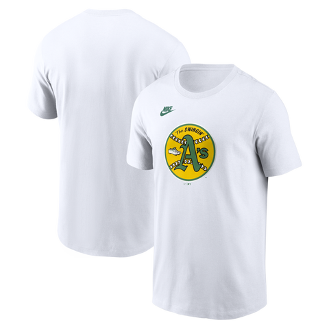 Men's Nike White Oakland Athletics Cooperstown Collection Logo T-Shirt