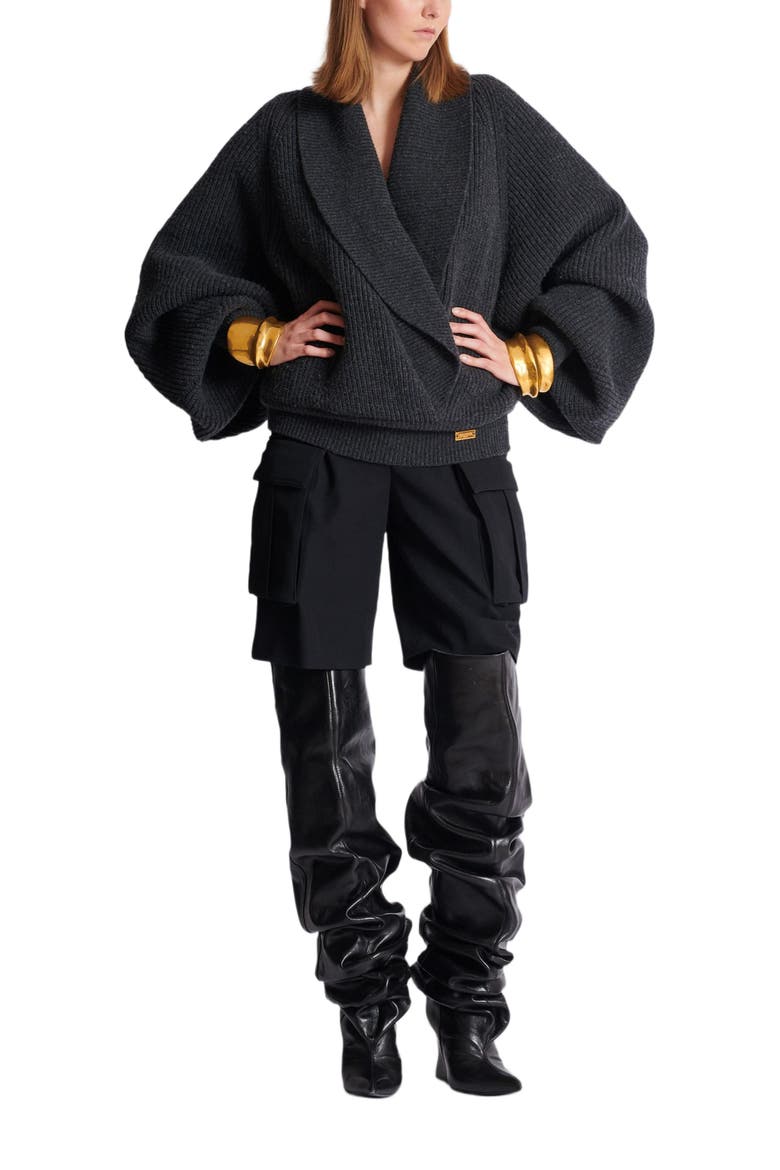 Oversized Wrap Knit Jumper, Alternate, color, Grey