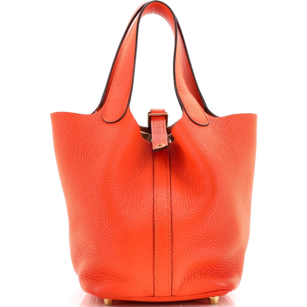 Pre-owned Hermes Hermes Picotin Lock Bag Clemence Pm In Orange