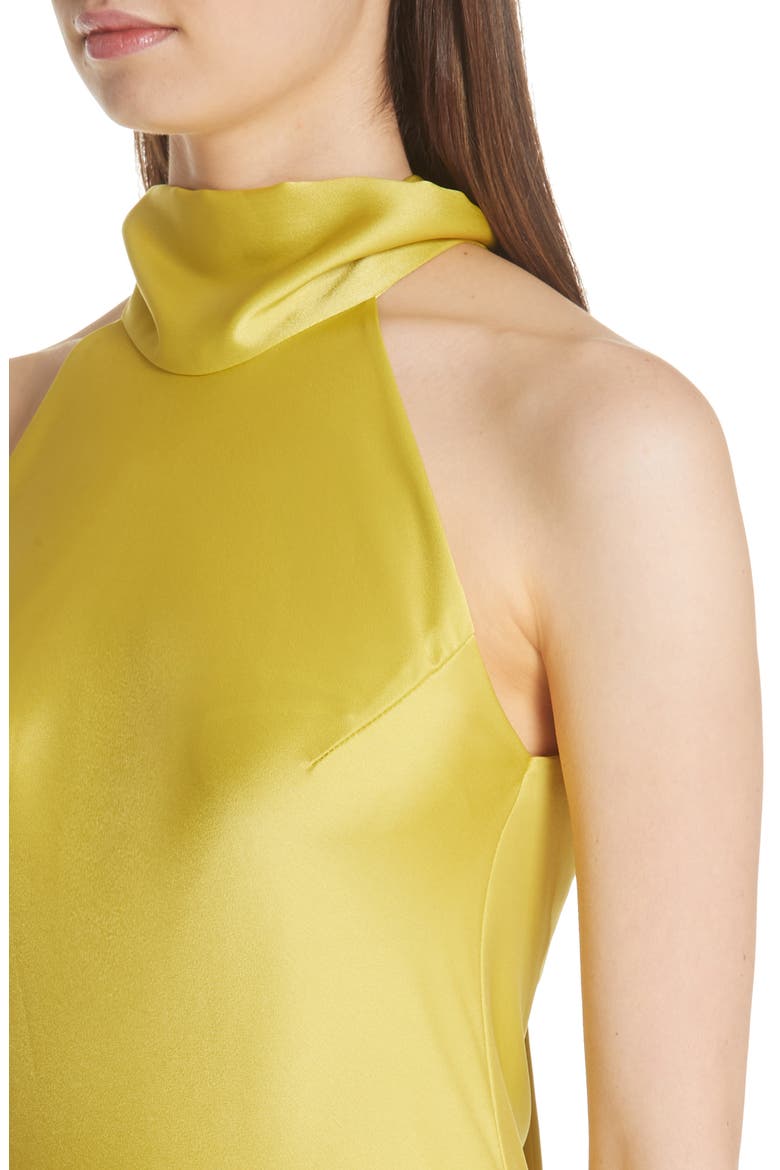 Satin Halter Neck Dress, Alternate, color, LIME