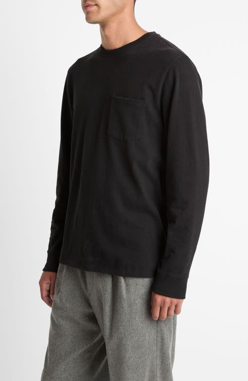 Vince Long Sleeve Sueded Jersey Top In Black