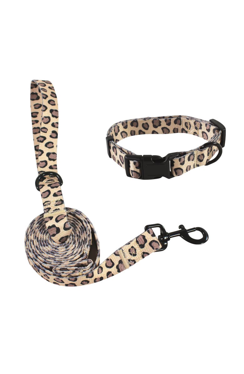 Luvable Friends Pet Collar and Leash Set, Main, color, Leopard