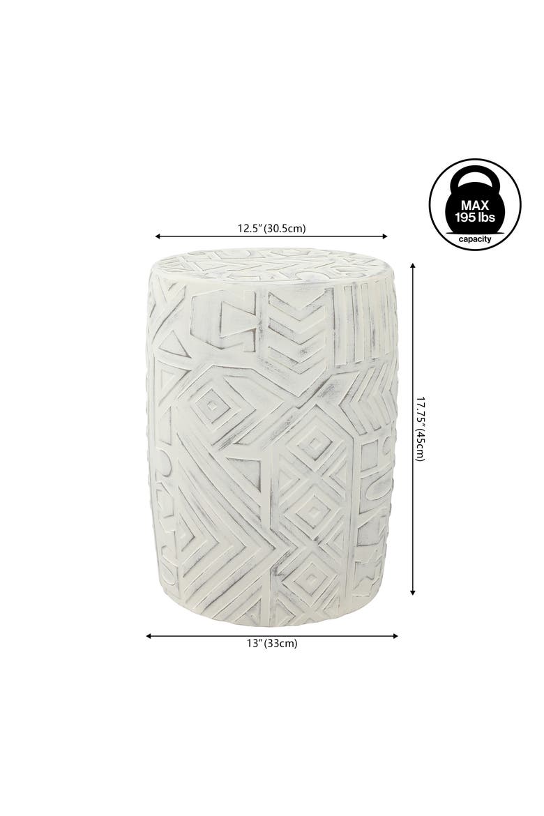 Rafi Southwestern Distressed Concrete Geometric Garden Stool, Round Indoor/Outdoor Patio Accent Side Table & Plant Stand, Alternate, color, Cream