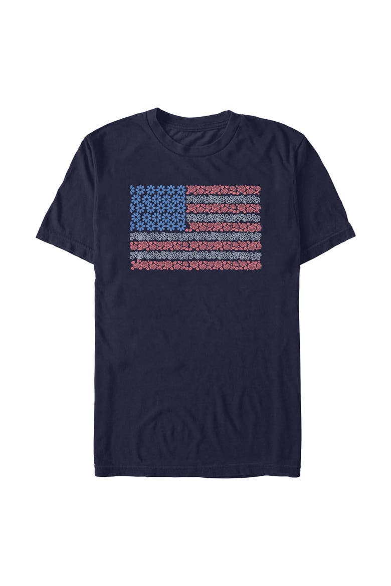 Men's Lost Gods Roses and Daisies American Flag  Graphic T-Shirt, Main, color, Navy Blue