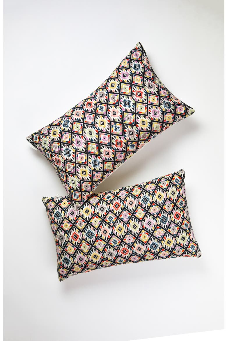 Nahuala Classic Yellow Handwoven Cotton Brocade Throw Pillow, Alternate, color, Multicolored