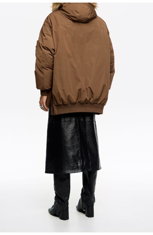 Bimba Y Lola Hooded Down Bomber Jacket In Brown