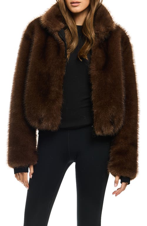 Sam . Bowie Short Faux Fur Bomber Jacket In Brown