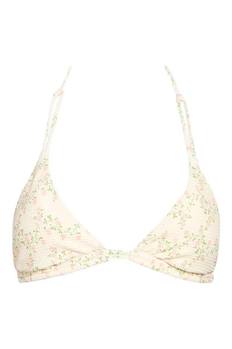 Lana Floral Triangle Bikini Top, Alternate, color, ROSE/ MILK