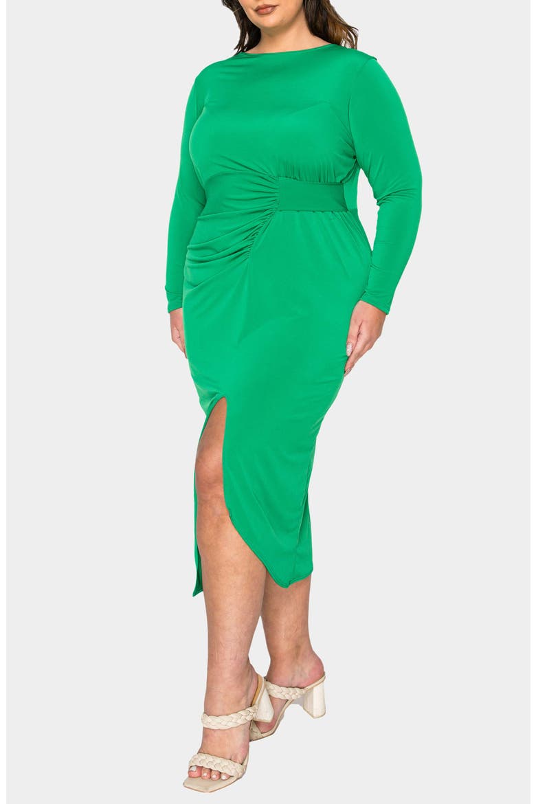Estelle Ruched Body-Con Midi Dress, Alternate, color, KELLY GREEN