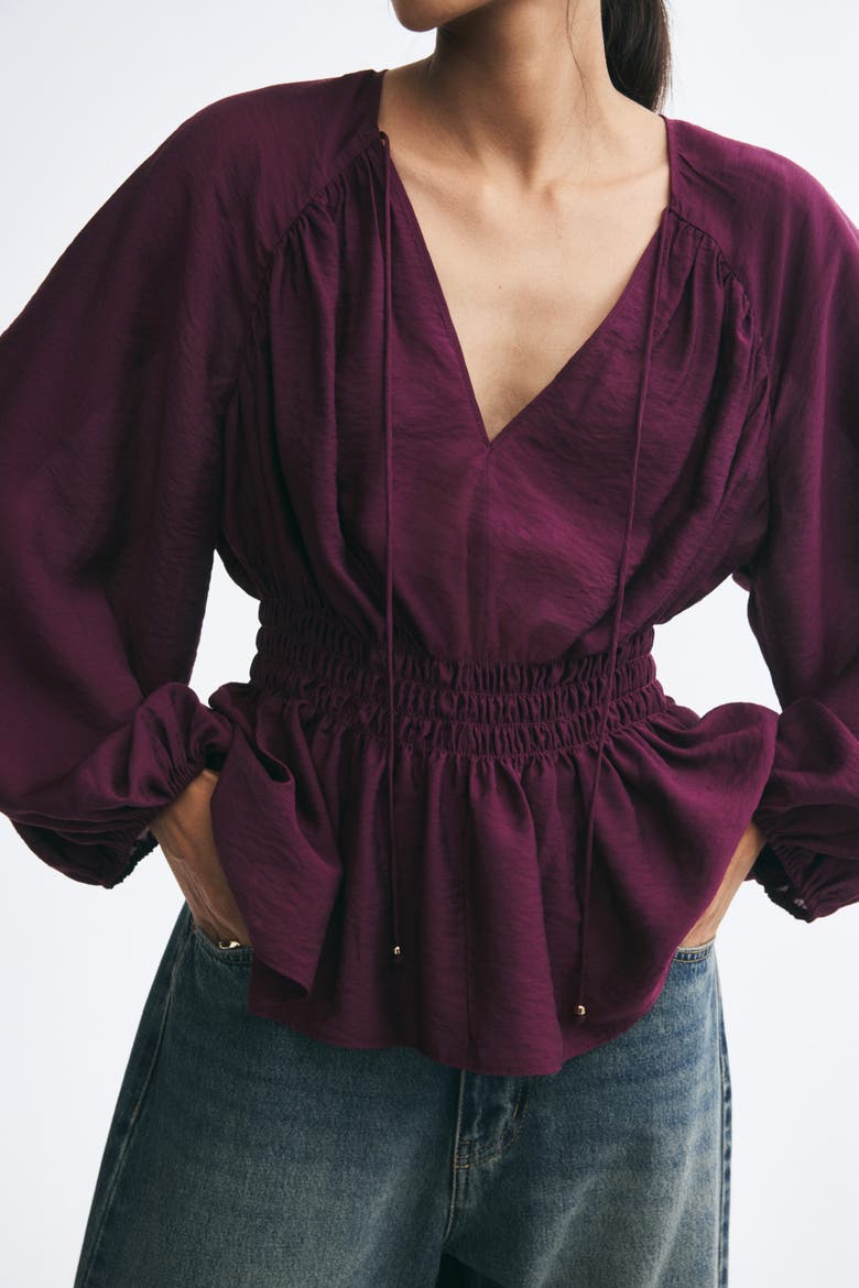 Smocked Blouse, Alternate, color, Dark purple