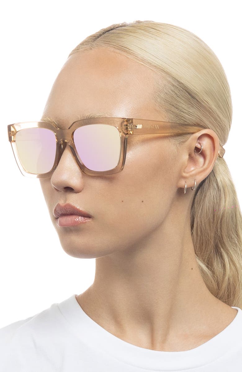 Le Specs Weekend Riot 56mm Mirrored Rectangular Sunglasses, Alternate, color, 