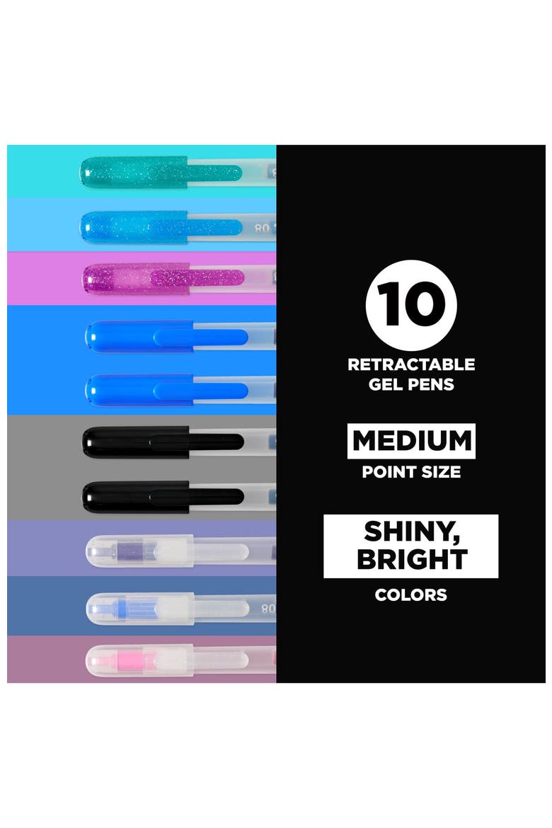 Gelly Roll Retractable Gel Pens Colored - Sparkle Color Set - Art Gifts, Holiday Gifts & DIY Projects - Medium Point - With Glitter, Metallic, Blue & Black Pens - 10 Pack, Alternate, color, Multicolor