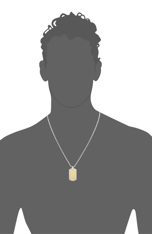 Geoffrey Beene Stainless Steel Cubic Zirconia Dog Tag Pendant Necklace