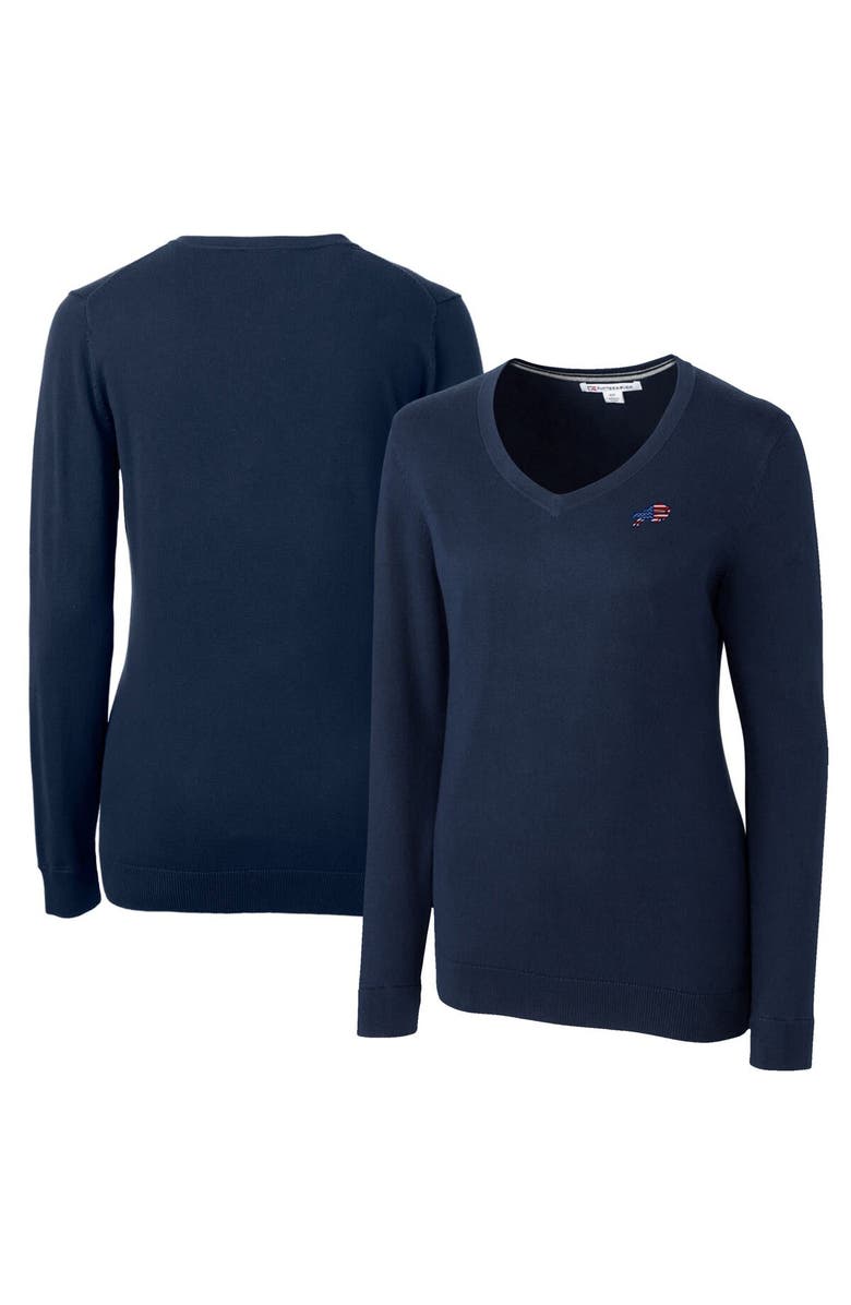 Cutter & Buck Women's Cutter & Buck Navy Buffalo Bills Lakemont Tri-Blend V-Neck Sweater, Main, color, 