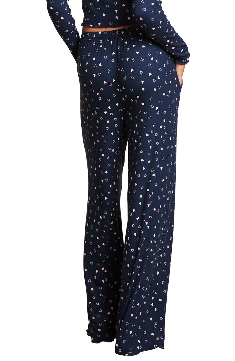 Barefoot Dreams<sup>®</sup> Ultra Soft Rib Lettuce Hem Wide Leg Pajama Pants, Alternate, color, 