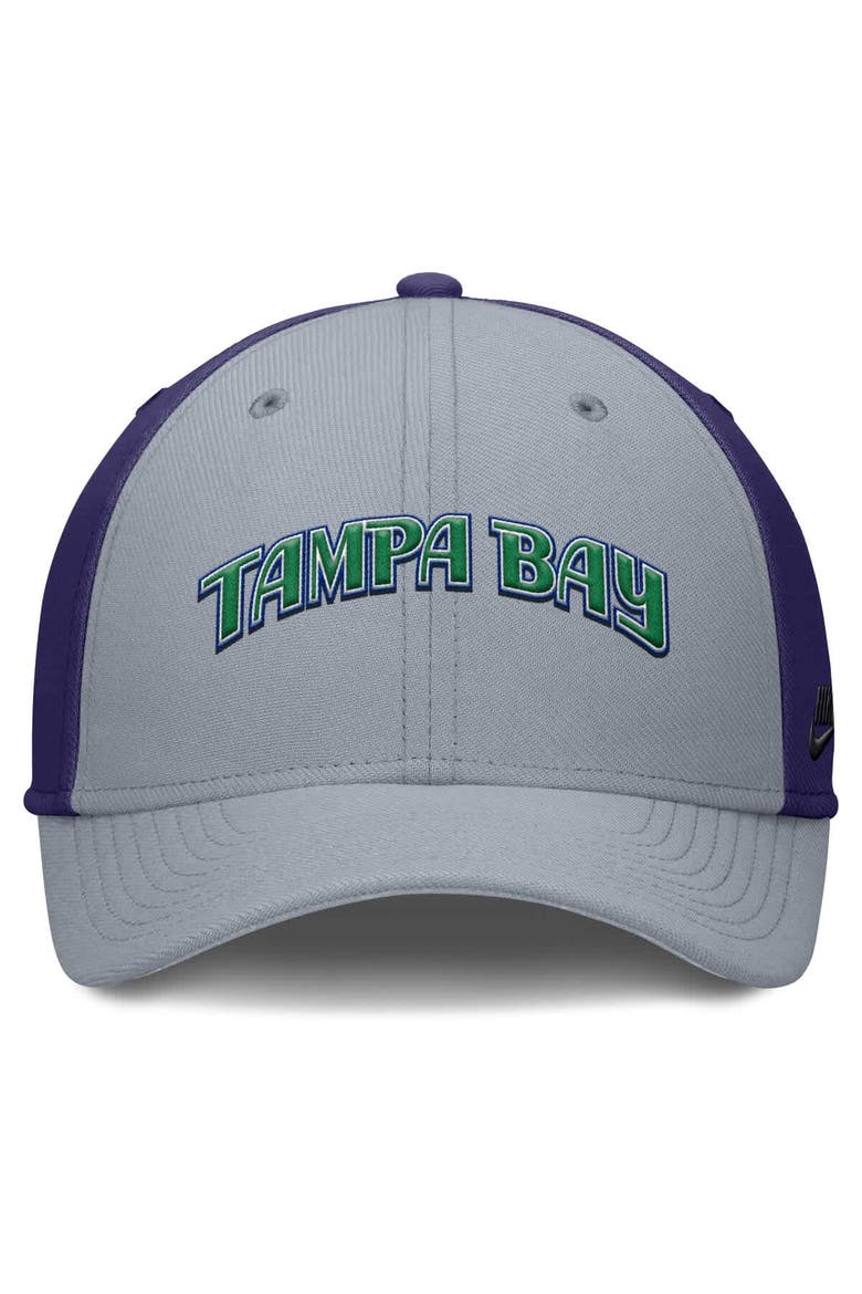 Men's Nike Gray/Purple Tampa Bay Rays Rise Swoosh Performance Flex Hat, Alternate, color, Gray