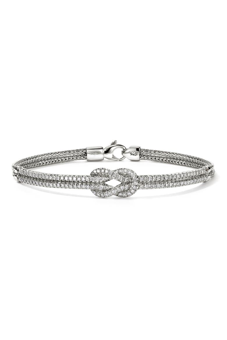 Love Knot Bracelet, Sterling Silver, Diamonds, Main, color, SILVER